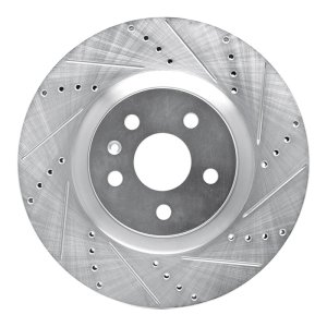 Buick Regal Brake Rotor (1) - Front Right - R1 Concepts - Drilled & Slotted - Silver - `09-`17
